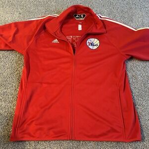 Philadelphia 76ers NBA Adidas Red Warm‎ Up Jacket Zip Up Size Med